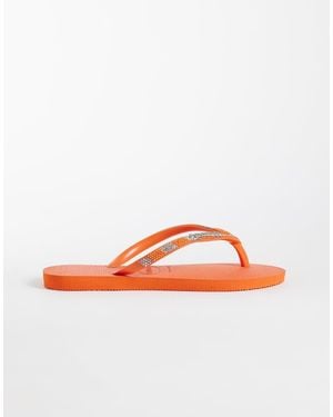 Havaianas Slim Embellished Flip Flops - Orange