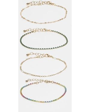 ASOS Pack Of 4 Fine Bracelets With Coloured Sparkly Diamantes - White