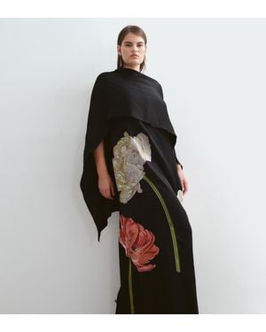 ARRANGE Curve Floral Embroidered Satin Overlay Maxi Dress - Black