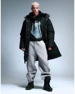 Weekday Oversized Parka With Faux Fur Hood - Black