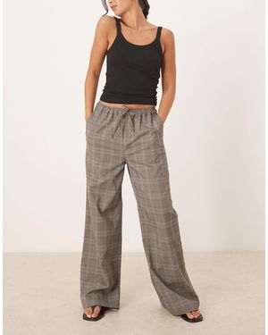 Threadbare Straight Leg Plaid Trousers - Natural
