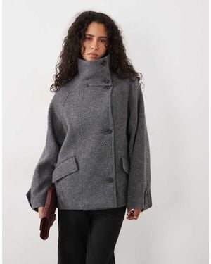Mango Funnel Neck Jacket - Grey