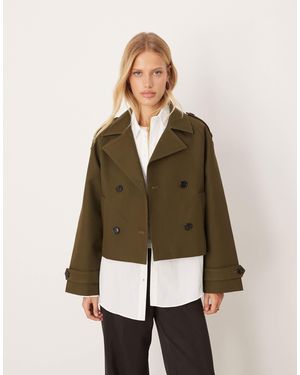 Mango 100% Cotton Cropped Trench Coat - Natural
