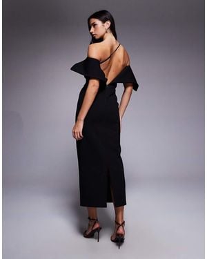ASOS Vestito Longuette Midi Con Scollo Sul Retro - Blu