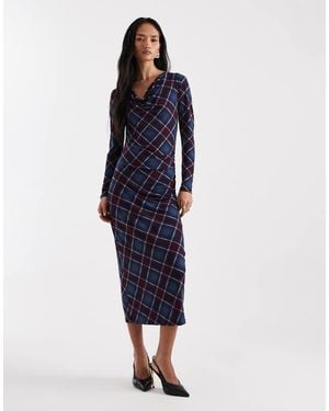 Vero Moda Drape Front Ruched Side Maxi Dress - Blue