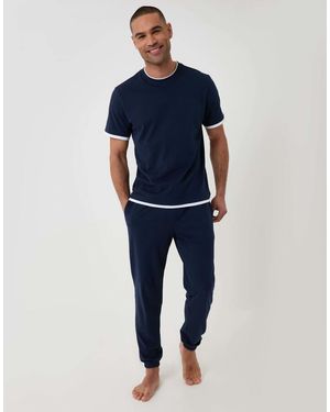 Threadbare Cotton Mock Layer Pyjama Set - Blue