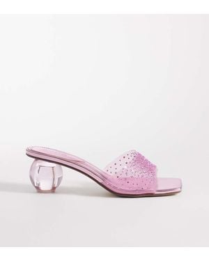Kaiia Exclusive 00s Clear Diamante Sphere Heeled Sandals - Pink