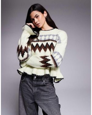 River Island Jersey Con Patrón De Grecas Alpinas De - Gris