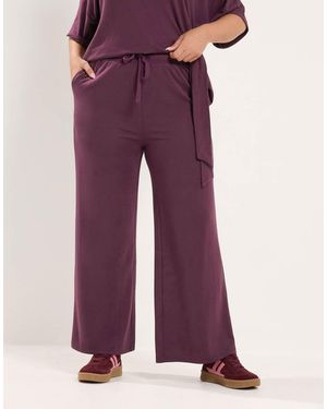 Yours Clothing Tie Waist Trousers - Purple