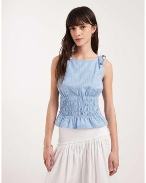 JJXX Seersucker Check Top - Blue