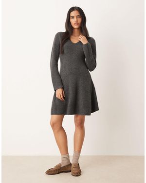 Jdy Robe patineuse courte en maille - foncé - Gris