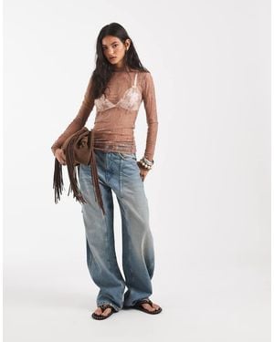 Free People Lady Lux Boho Layering Lace Top - Blue
