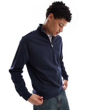 Threadbare Mock T-Shirt Quarter Zip Sweatshirt - Blue