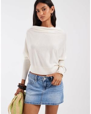 Hollister Low Rise Denim Mini Skort - White