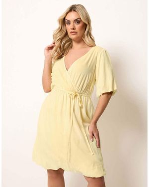 Yours Clothing Puffball Wrap Dress - Natural