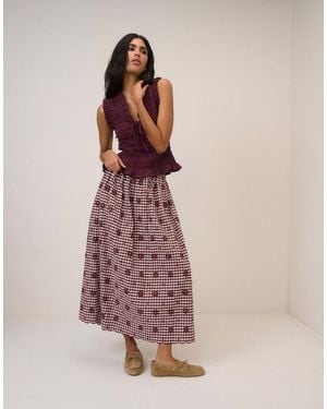 Nobody's Child Gingham Naples Midi Skirt - Pink