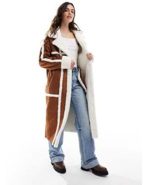 Wednesday's Girl Cozy Faux Shearling Suede Longline Coat - White