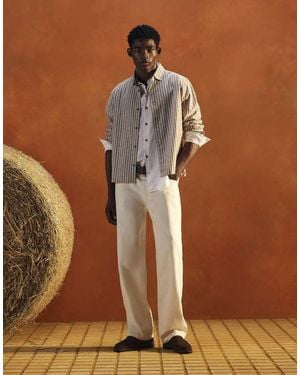 River Island Linen Blend Stripe Shirt - Brown