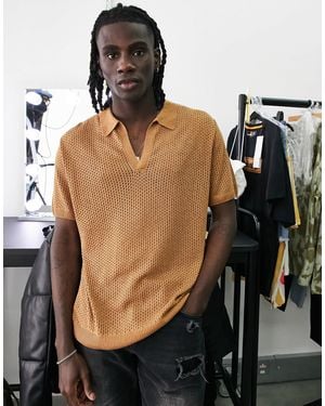 TOPMAN Polo avec col à revers en tulle - fauve - Multicolore