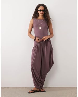 ASOS Jersey Drape Detail Midi Dress - Purple