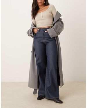 ARKET Vaqueros Azul Añil De Pernera Ancha Y Talle Alto Con Lavado Oscuro Lupine De