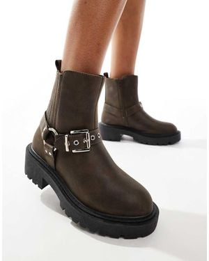 New Look Buckle Biker Chelsea Boot - Black