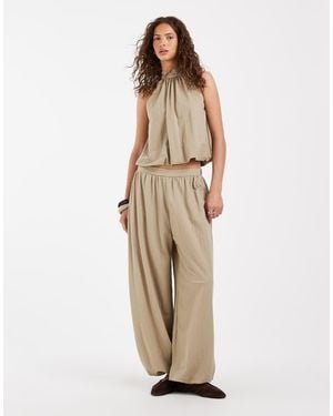 River Island Broek Van Linnenmix Met Ballonpasvorm - Naturel