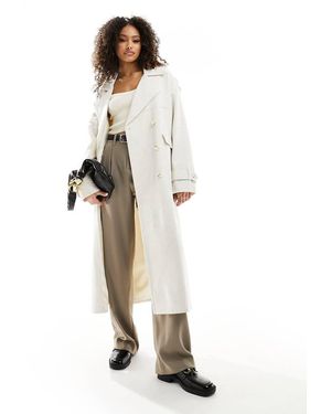 4th & Reckless Gabardina En Con Doble Botonadura De Mezcla De Lino De -Blanco