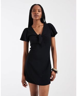 Vero Moda – easy joy – kurzärmliges minikleid - Schwarz