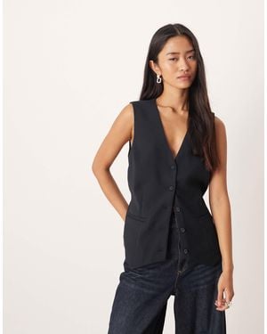 Abercrombie & Fitch Low Neckline Waistcoat - Black