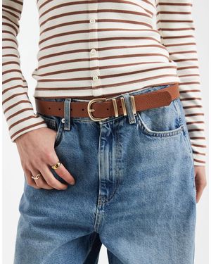 Pieces Belt With Gold Detailed Buckle - Blue