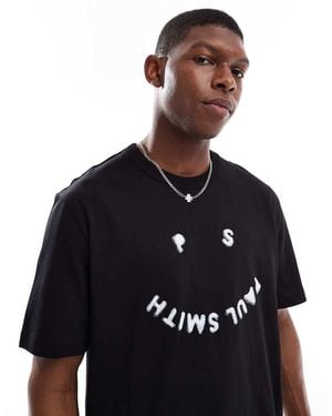 Paul Smith Regular Fit Happy Print Logo T-Shirt - Blue