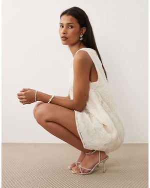 Vila Floral Jacquard Mini Shift Dress - Natural