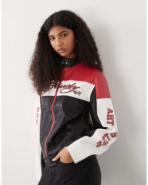 Ed Hardy Art For Life Perforated Moto Jacket - Multicolour