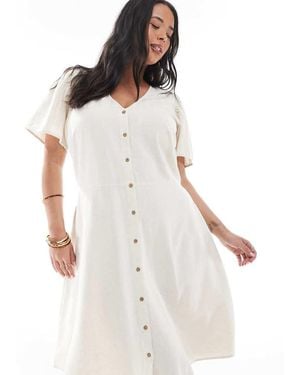 ONLY Tie Detail Mini Dress With Linen - White