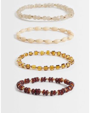ASOS Pack Of 4 Bracelets With Mixed Beads - White