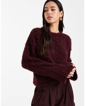 ASOS – angerauter oversize-strickpullover mit wollanteil - Rot