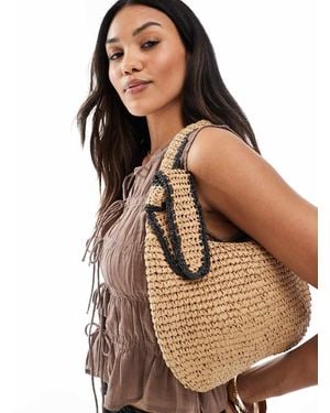 New Look Raffia Knot Shoulder Bag - Brown