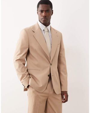 ASOS 100% Summer Wool Slim Suit Jacket - Natural