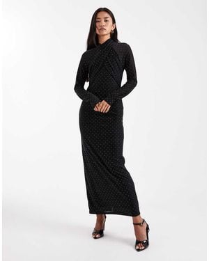 French Connection Wrap Front Detail Hotfix Midi Dress - Black
