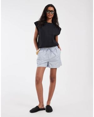 ONLY Pantaloncini Azzurri A Righe - Bianco
