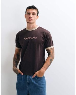 Dime Space Logo Regular Fit Ringer T-shirt - Blue