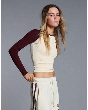 Bershka Long Sleeve Raglan T-Shirt - Red