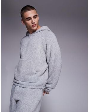 The Couture Club Co-ord Boucle Knit Hoodie - Grey