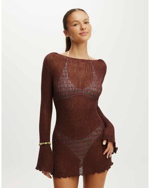 Cotton On Rumi Open Knit Mini Dress - Brown