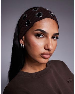 Kaiia Exclusive Jersey Eyelet Headband - Grey