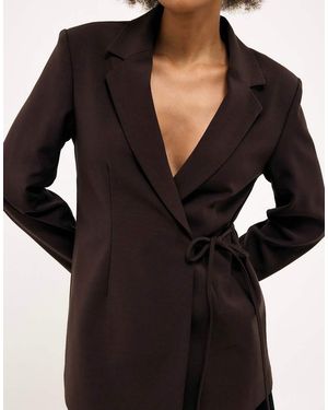 NA-KD Regular Tie Detail Blazer - Black
