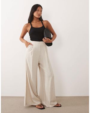 Miss Selfridge Tailored Linen Look Palazzo Pants - Natural