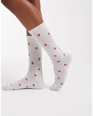 Vero Moda Ribbed Sports Socks - Gray