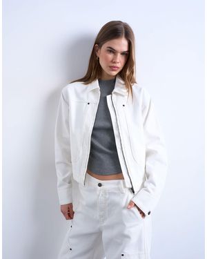 TOPSHOP – utility-jeansjacke - Weiß
